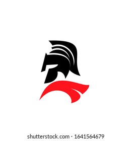 red color head gladiator spartan logo icon design