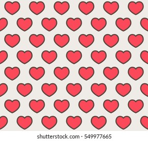 Red color heart with brown color edge seamless pattern background vector for valentine day and every day