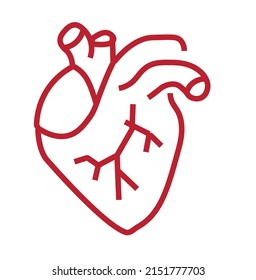 A Red Color Heart - Outline - Health Illustration , Icon 