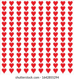 red color heart patterns on a white background