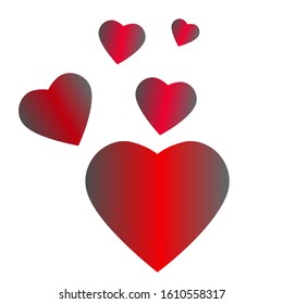 red color heart set for valentine day sticker card