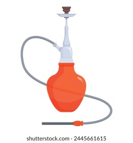 Red color hookah icon cartoon vector. Smoking equipment. Turkish model