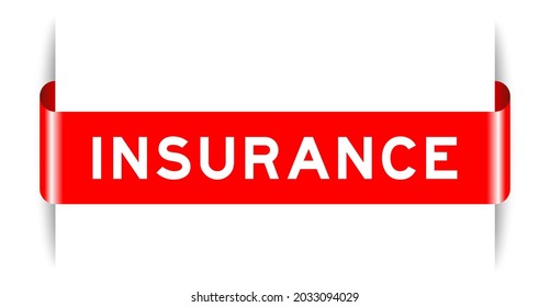 Red color inserted label banner with word insurance on white background