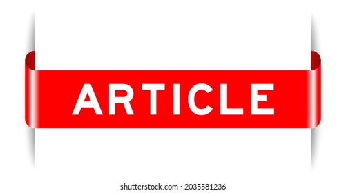 Red color inserted label banner with word article on white background