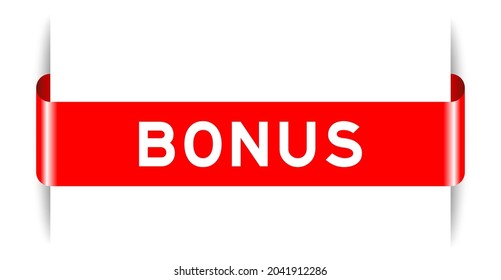 Red color inserted label banner with word bonus on white background
