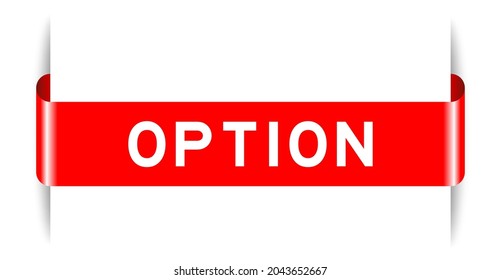 Red color inserted label banner with word option on white background