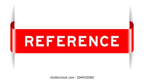 Red color inserted label banner with word reference on white background