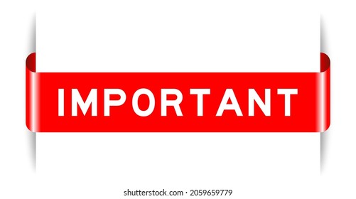 Banner de etiqueta insertado de color rojo con la palabra importante sobre fondo blanco