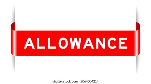 Red color inserted label banner with word allowance on white background