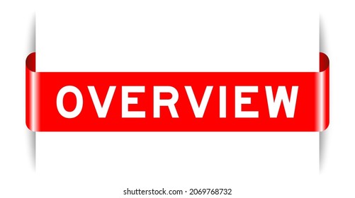 Red color inserted label banner with word overview on white background