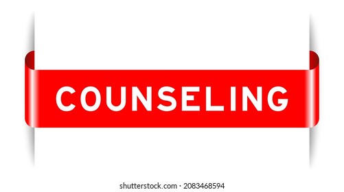 Red color inserted label banner with word counseling on white background