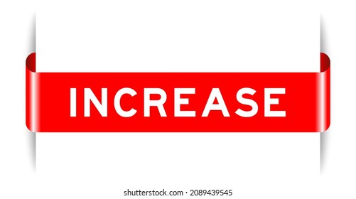 Red color inserted label banner with word increase on white background