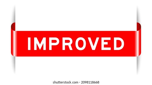 Red color inserted label banner with word improved on white background