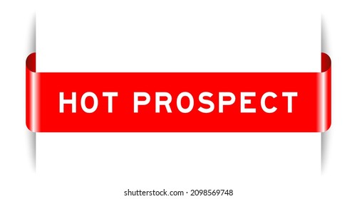 Red color inserted label banner with word hot prospect on white background
