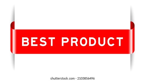 Red color inserted label banner with word best product on white background