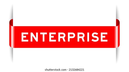 Red color inserted label banner with word enterprise on white background