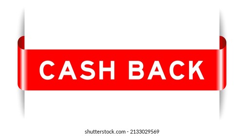Red color inserted label banner with word cash back on white background