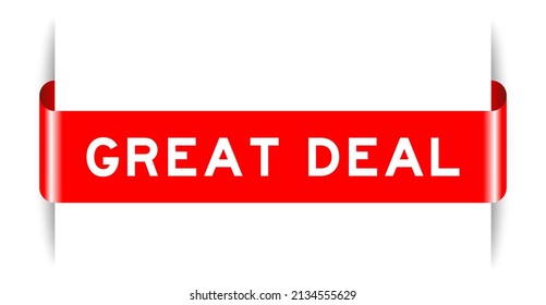 Banner de etiqueta insertado de color rojo con la palabra gran cantidad de fondo blanco