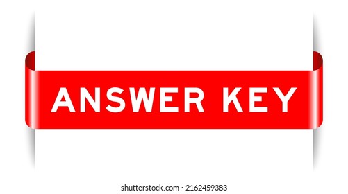 Red color inserted label banner with word answer key on white background