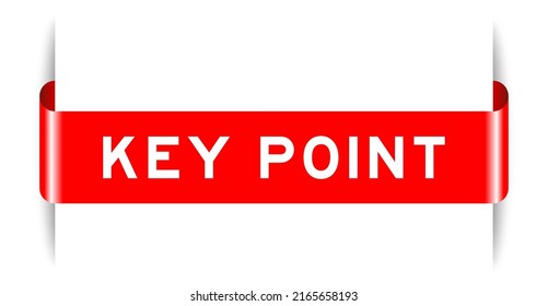 Red color inserted label banner with word key point on white background