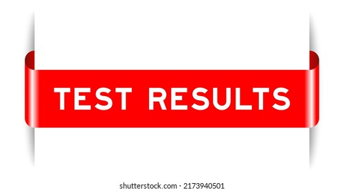 Banner de etiqueta insertado de color rojo con resultados de prueba de palabras en fondo blanco