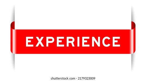 Banner de etiqueta insertado de color rojo con experiencia de palabra en fondo blanco