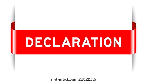 Banner de etiqueta insertado de color rojo con declaración de palabra sobre fondo blanco