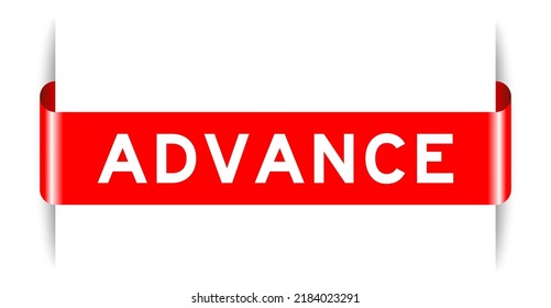 Red color inserted label banner with word advance on white background