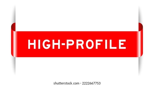 Banner de etiqueta insertado de color rojo con perfil alto de palabra sobre fondo blanco
