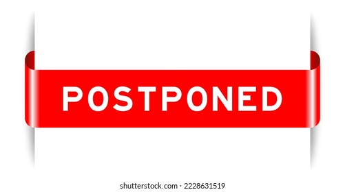 Banner de etiqueta insertado de color rojo con palabra pospuesta sobre fondo blanco