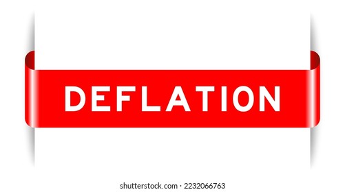 Banner de etiqueta insertado de color rojo con deflación de palabras en fondo blanco