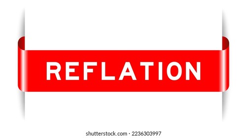 Banner de etiqueta insertado de color rojo con reflección de palabras sobre fondo blanco
