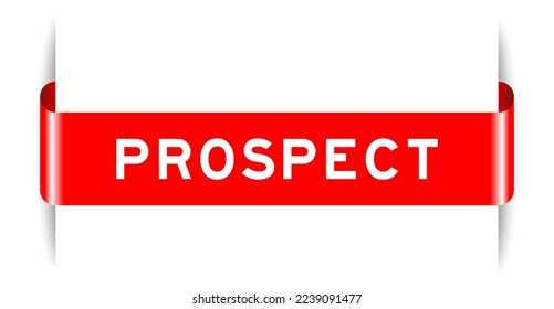 Red color inserted label banner with word prospect on white background