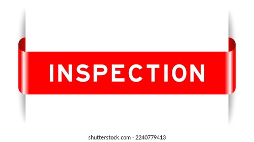 Red color inserted label banner with word inspection on white background