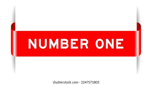 Red color inserted label banner with word number one on white background