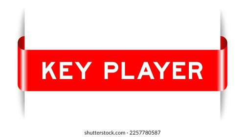 Red color inserted label banner with word key player on white background