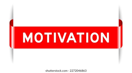 Red color inserted label banner with word motivation on white background