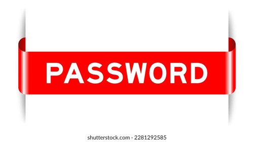 Red color inserted label banner with word password on white background