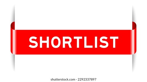 Red color inserted label banner with word shortlist on white background