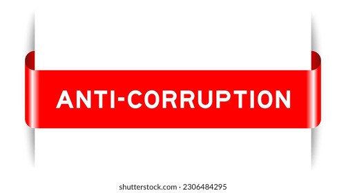Red color inserted label banner with word anti-corruption on white background