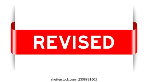 Banner de etiqueta insertado de color rojo con la palabra revisada sobre fondo blanco