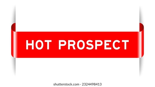 Red color inserted label banner with word hot prospect on white background