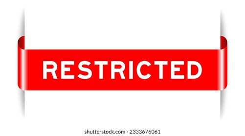 Banner de etiqueta insertado de color rojo con palabra restringida en fondo blanco
