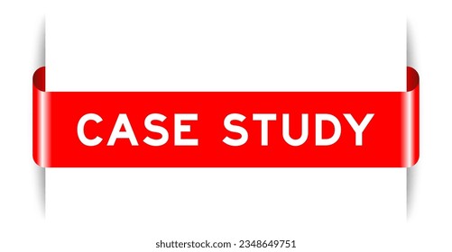 Red color inserted label banner with word case study on white background