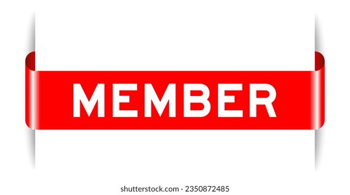 Red color inserted label banner with word member on white background