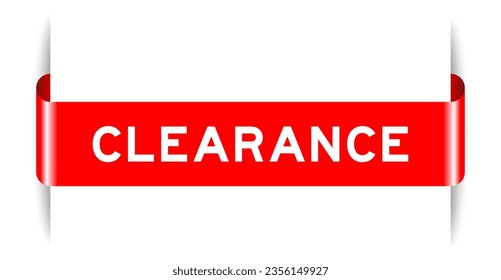 Red color inserted label banner with word clearance on white background