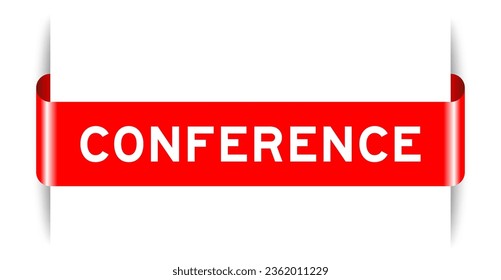 Eingelegter roter Farbmarkenbanner mit Wortkonferenz auf weißem Hintergrund