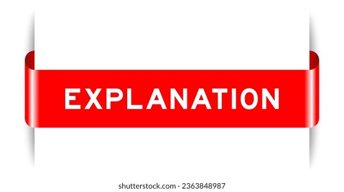 Red color inserted label banner with word explanation on white background