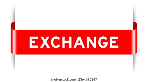 Red color inserted label banner with word exchange on white background