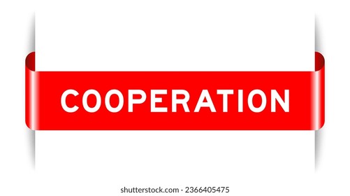 Eingelegter roter Farbmarkenbanner mit Wortkooperationen auf weißem Hintergrund